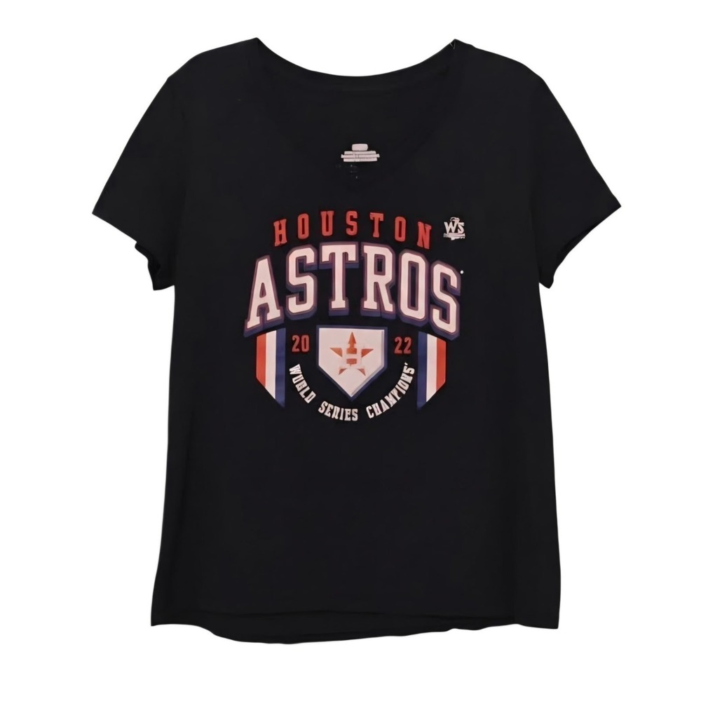 Houston Astros Women's 2022 World Series Championship Tee, Navy, Size M.